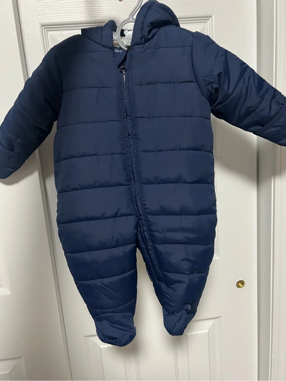 The Children's Place Navy Blue Puffer Baby Snowsuit Bunting 3-6M